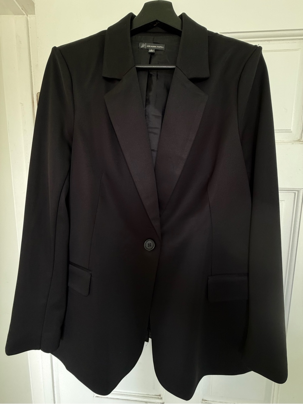 Adrianna Papell Black Single Button Lined Blazer Jacket Women’s Size Large